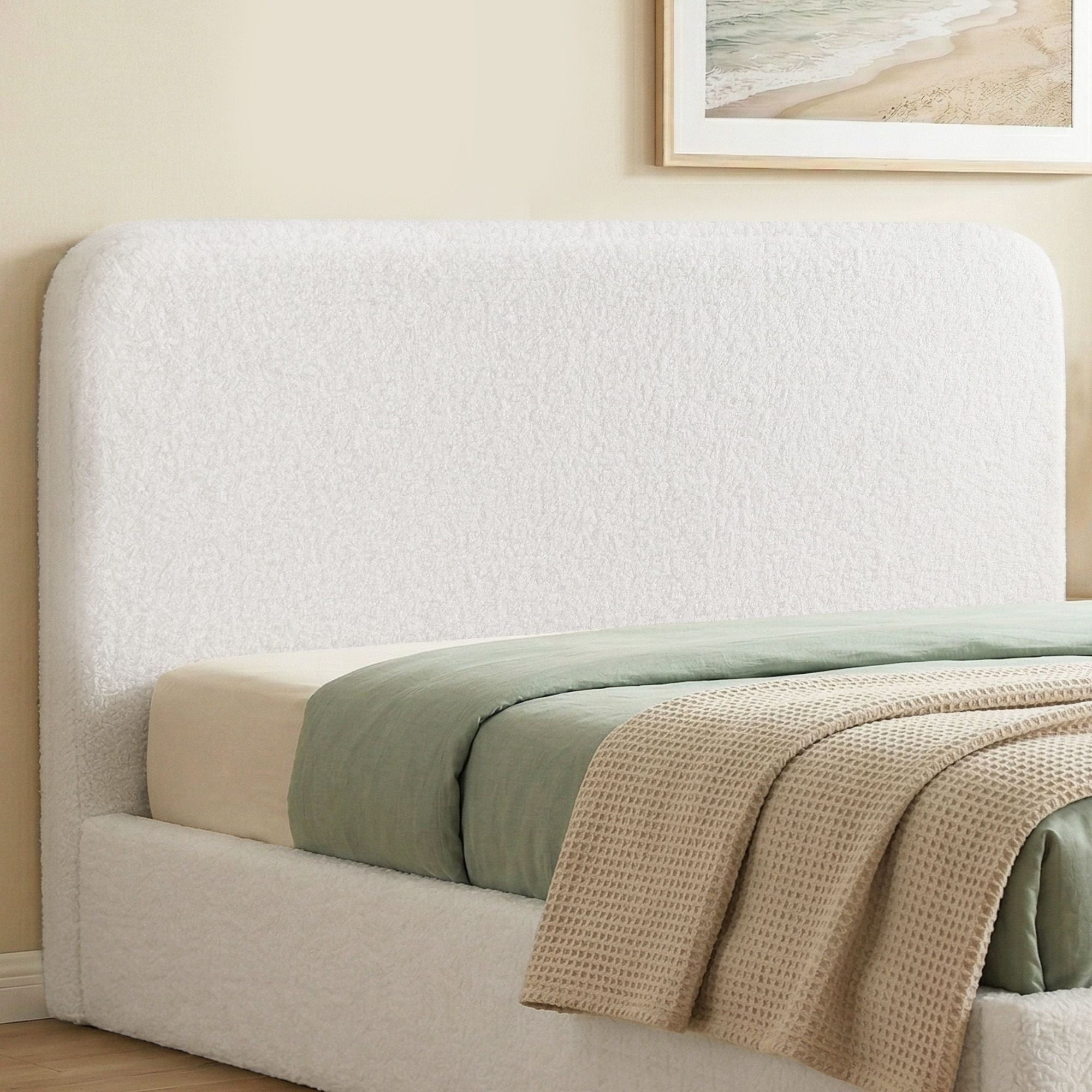 Artiss Queen Headboard for Bed Frame Boucle Fabric No-Assembly Vacuum Compressed Soft Backrest with Removable Washable Cover 172cm Wide