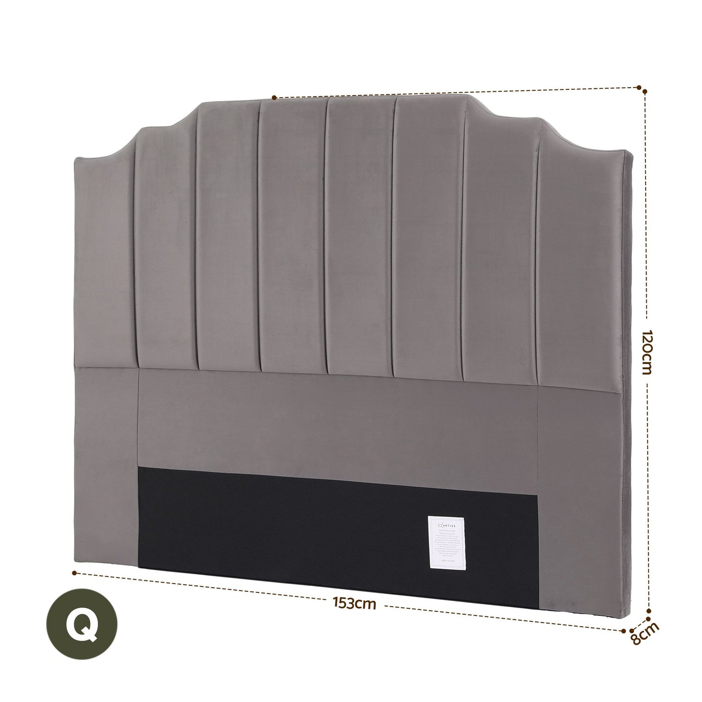 Artiss Bed Head Headboard Queen Velvet 153CM - Grey