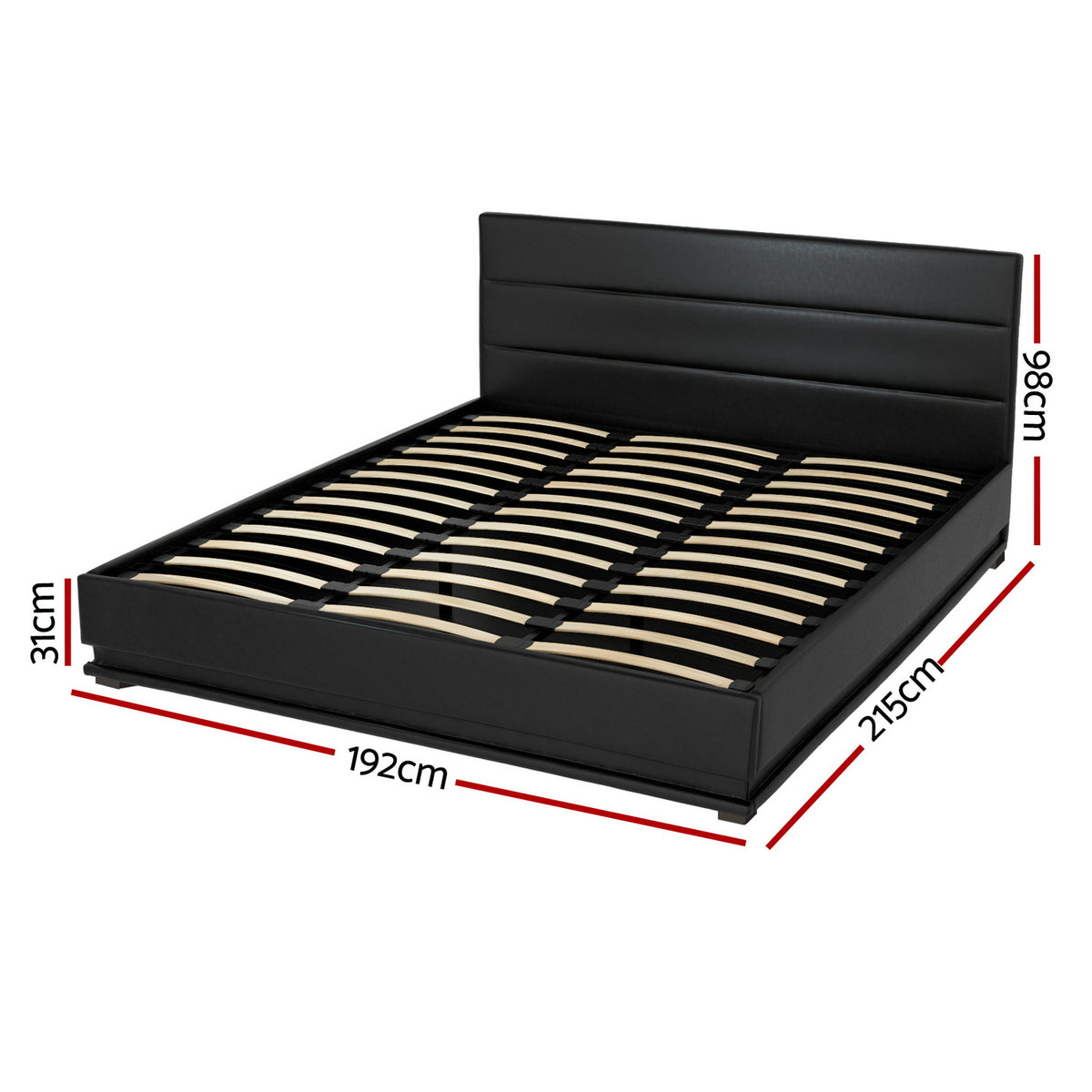 Artiss Bed Frame King Size LED Gas Lift Black LUMI