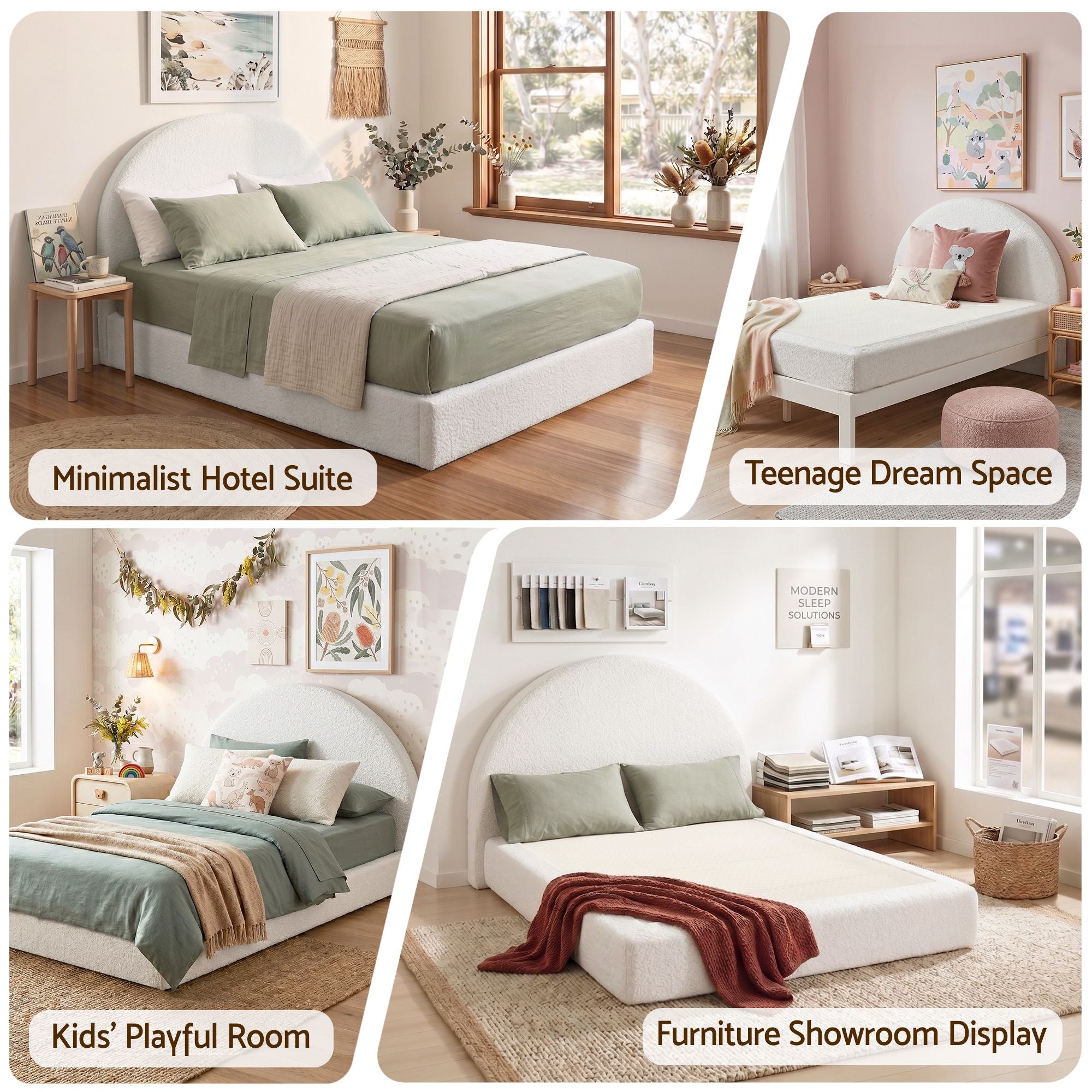 Artiss Queen Bed Frame Boucle Fabric Vacuum Compressed Beds Removable Washable Cover No-Assembly