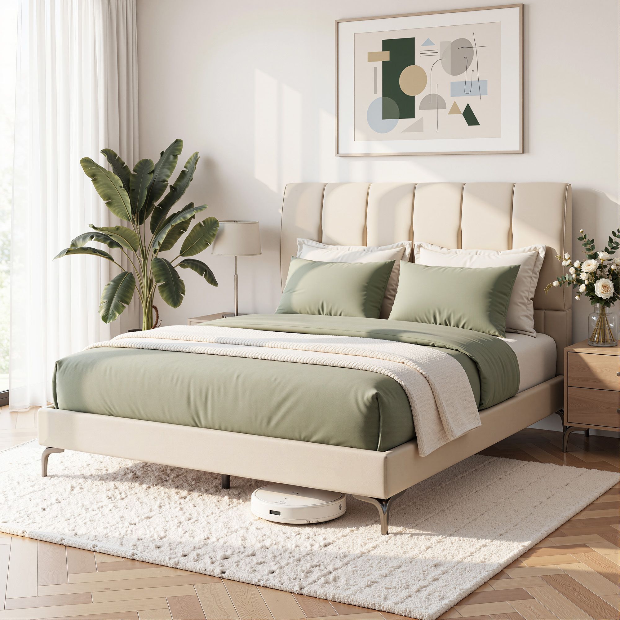 Artiss Queen Bed Frame Upholstered Platform Bed with Tufted Headboard 300kg Support