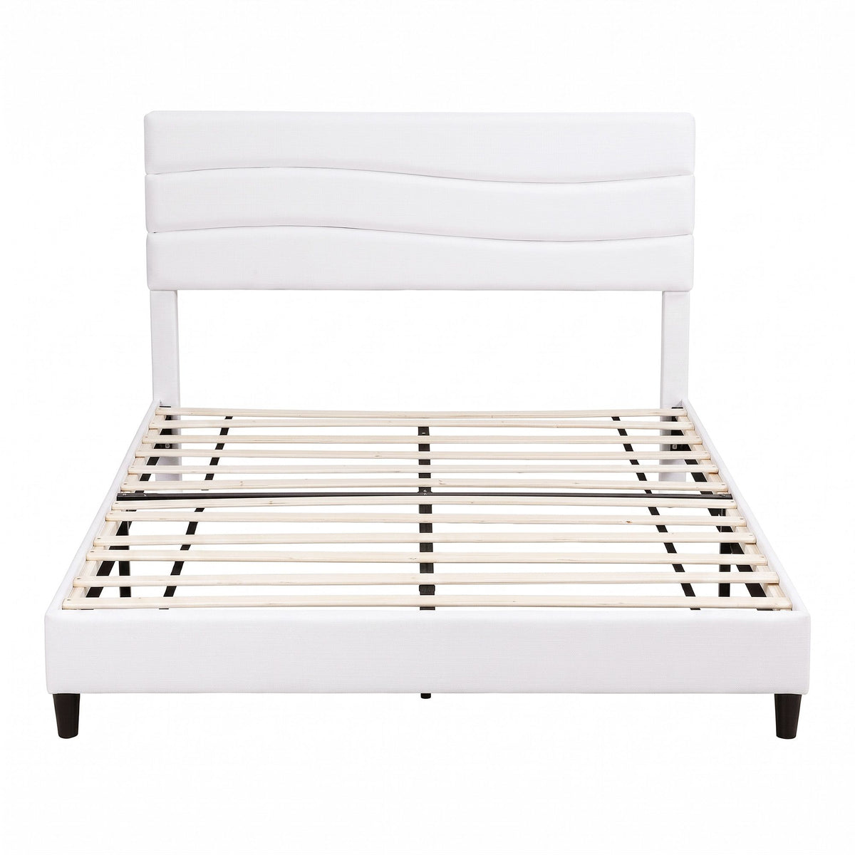 Artiss Double Bed Frame with Adjustable Headboard Platform Base Linen Fabric Charging Ports