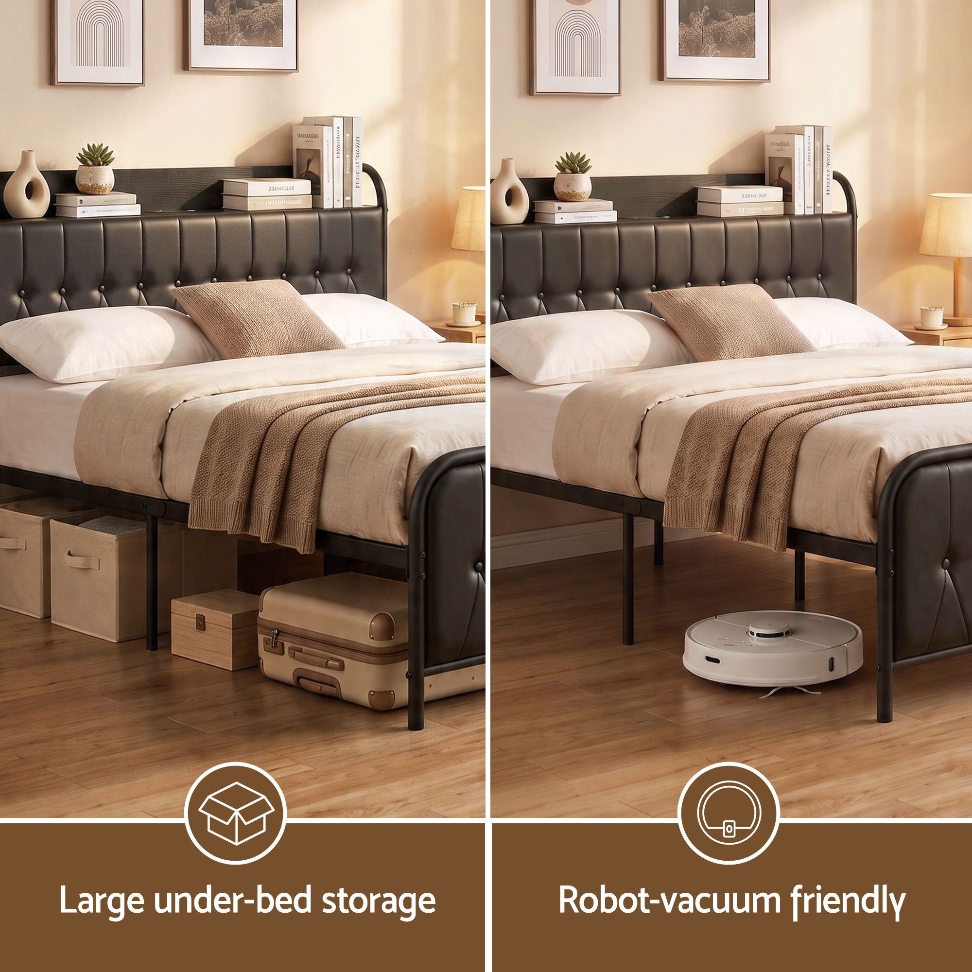Artiss Queen Bed Frame with Storage Headboard SAA Certified Charging Station