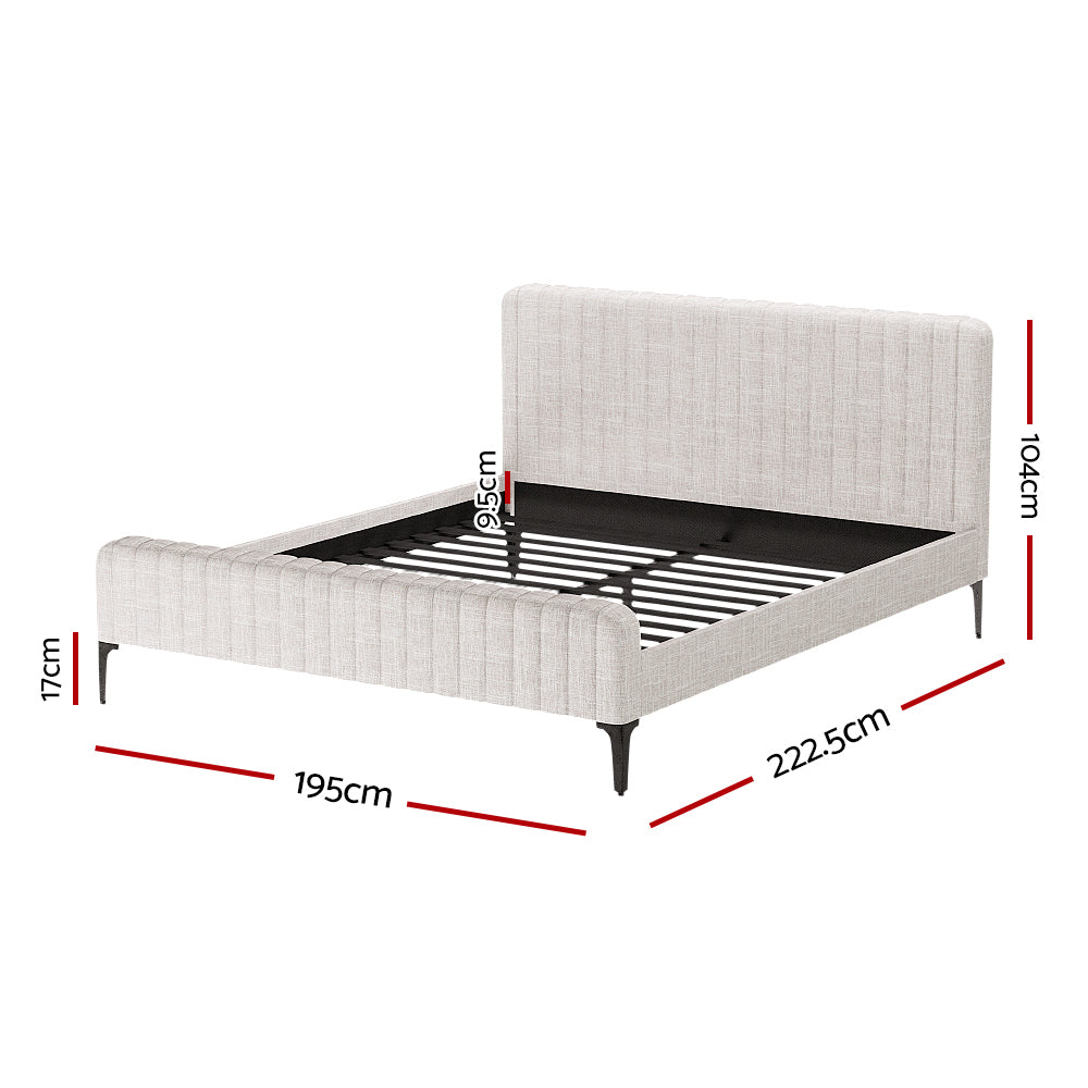 Artiss BedStory King Bed Frame with Mattress Set Platform Base Pocket Coil Linen Upholstered