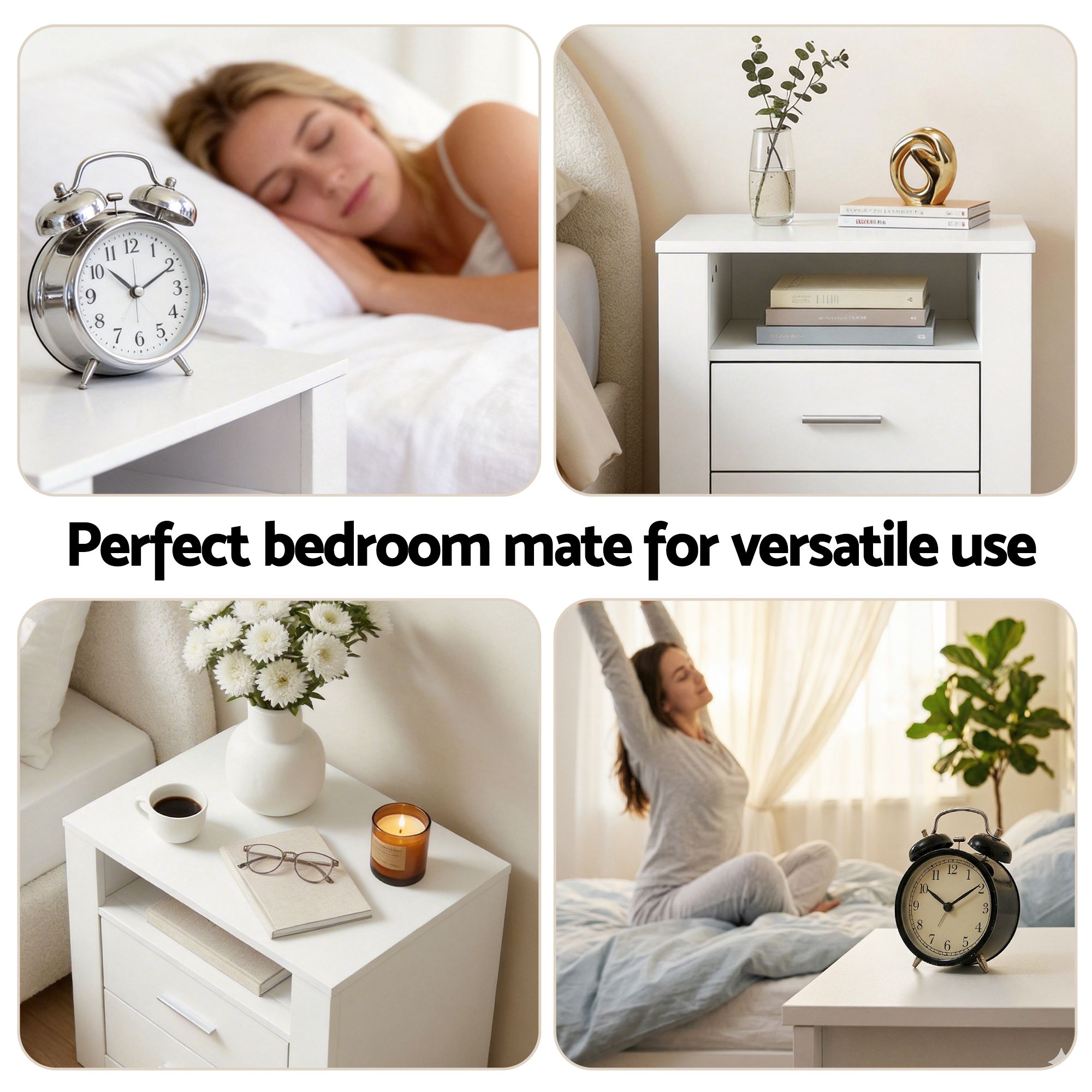 Artiss Queen Bed Frame with Storage and Bedside Table Set Boucle Fabric Gas Lift Bed Base 2-Drawer Nightstand