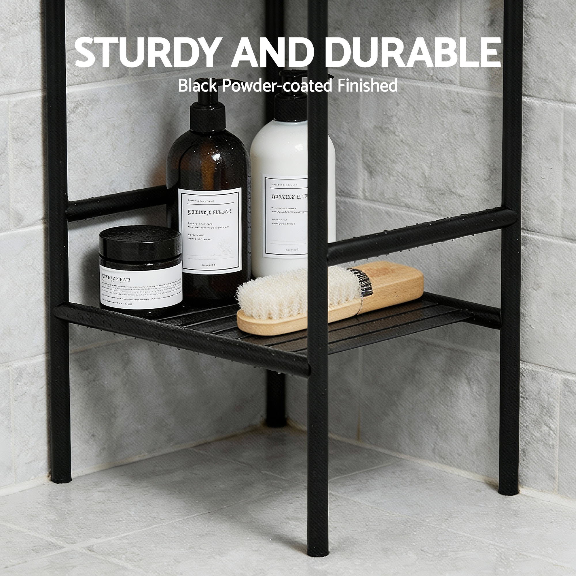 Artiss 5 Tier Floor Standing Corner Shower Caddy Bathroom Organizer Black