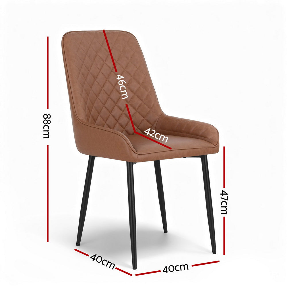 Artiss 4x Dining Chairs Retro PU Leather Kitchen Lounge Cafe Accent Chair Brown