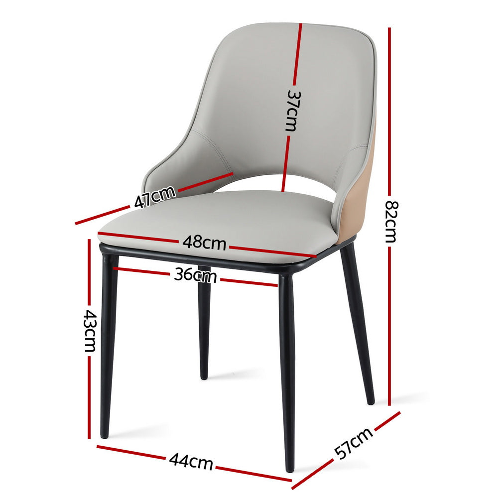Artiss 1x Dining Chair Hollow PU Leather Kitchen Lounge Cafe Accent Chairs Grey