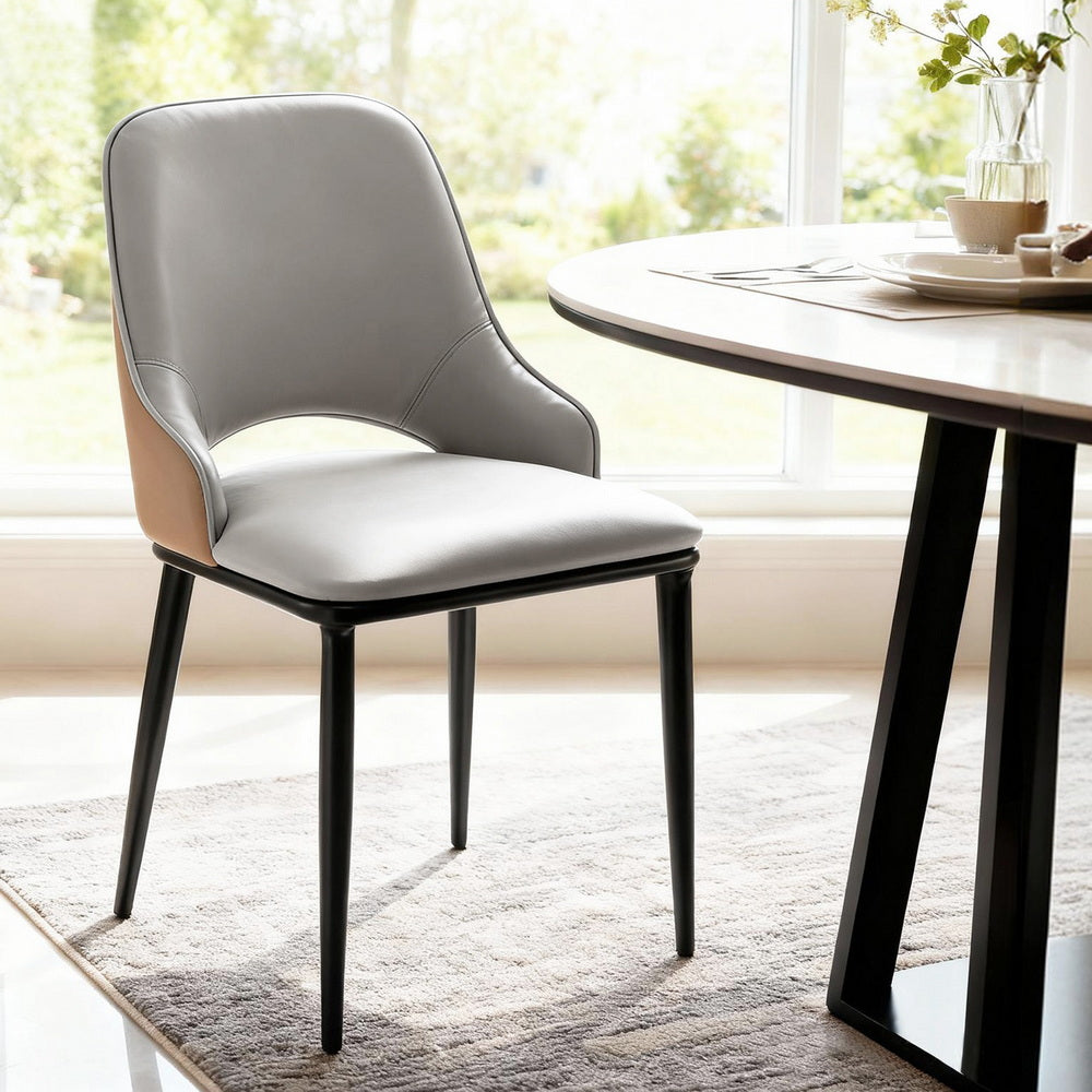 Artiss 1x Dining Chair Hollow PU Leather Kitchen Lounge Cafe Accent Chairs Grey