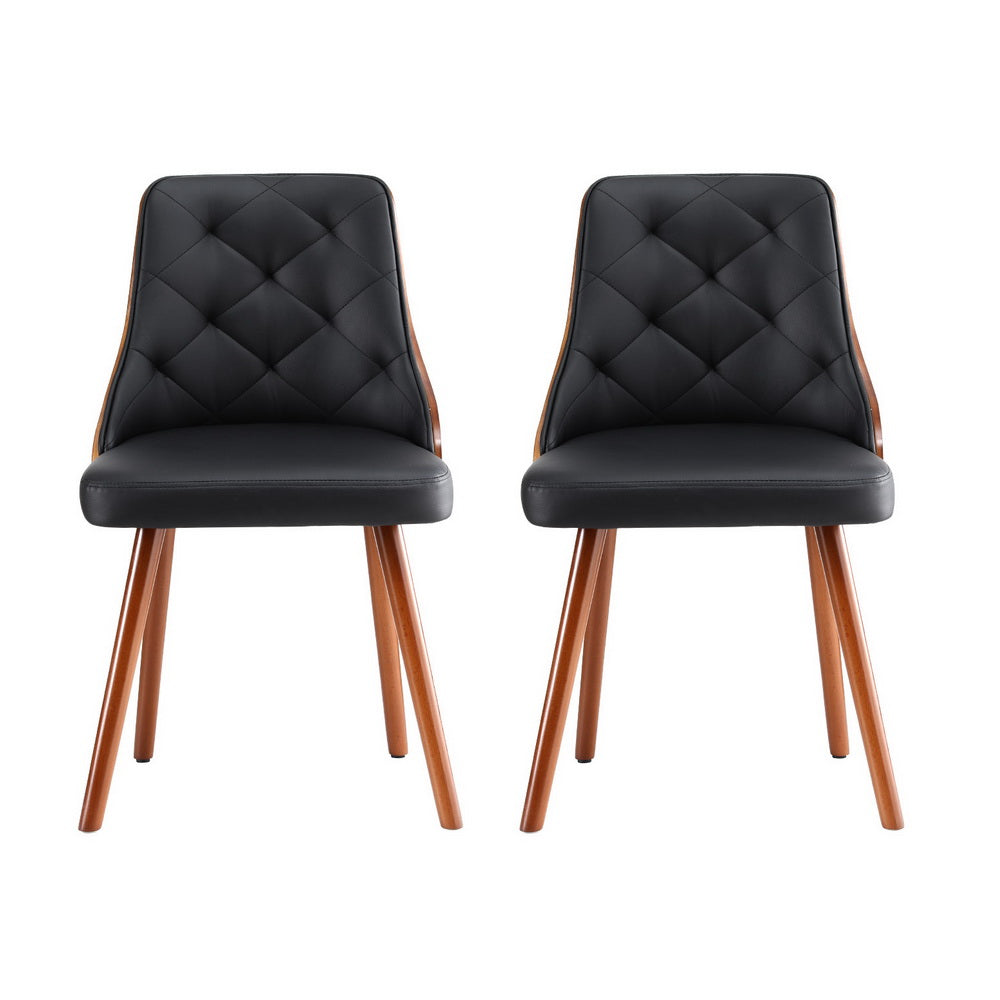 1 Set of 4 Artiss Dining Chairs Black PU