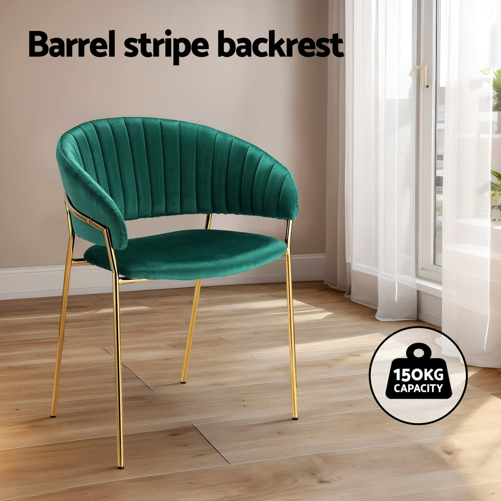 Artiss Dining Chairs Set of 4 Velvet Hollow Armchair Green