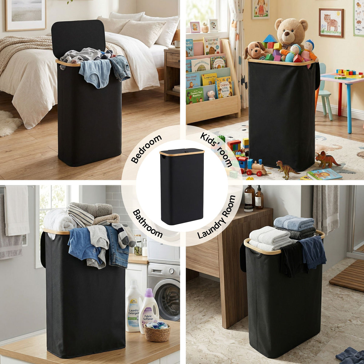 Artiss Laundry Basket with Removable Bag Foldable Black