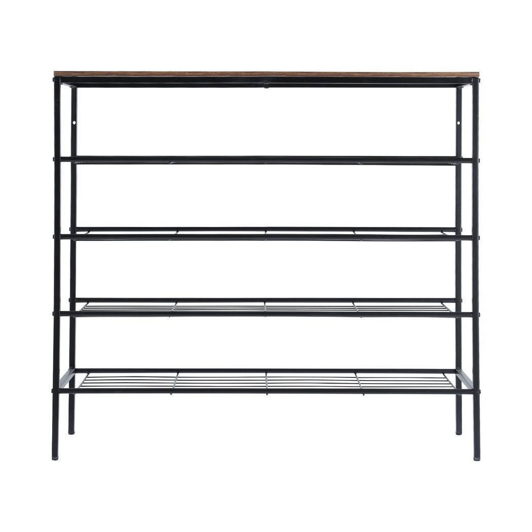 Artiss Shoe Rack 5-tier 25 Pairs Walnut Bob