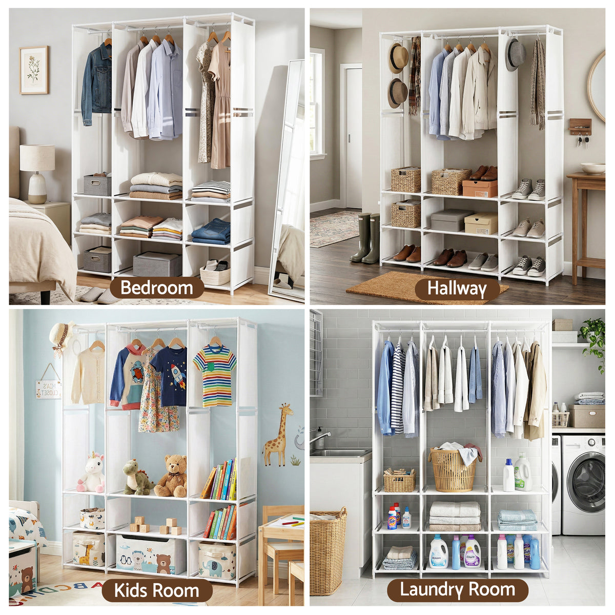 Artiss Large Portable Clothes Closet Wardrobe with Open Shelf White
