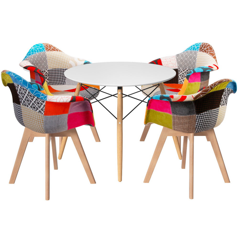 1 Artiss Dining Table and 4 Chairs Set DSW White