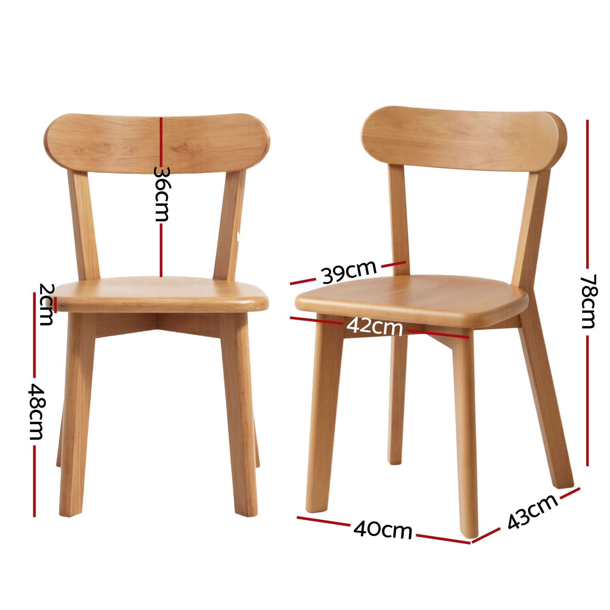 1 Artiss Dining Table and 4 Chairs Set Natural Timber