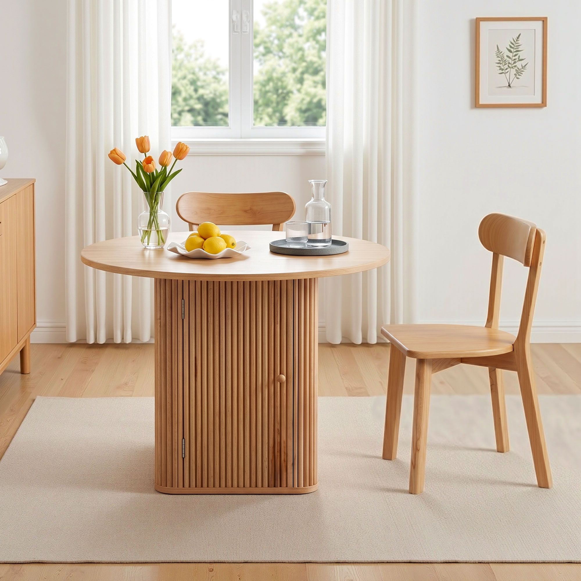 1 Artiss Dining Table and 4 Chairs Set Natural Timber