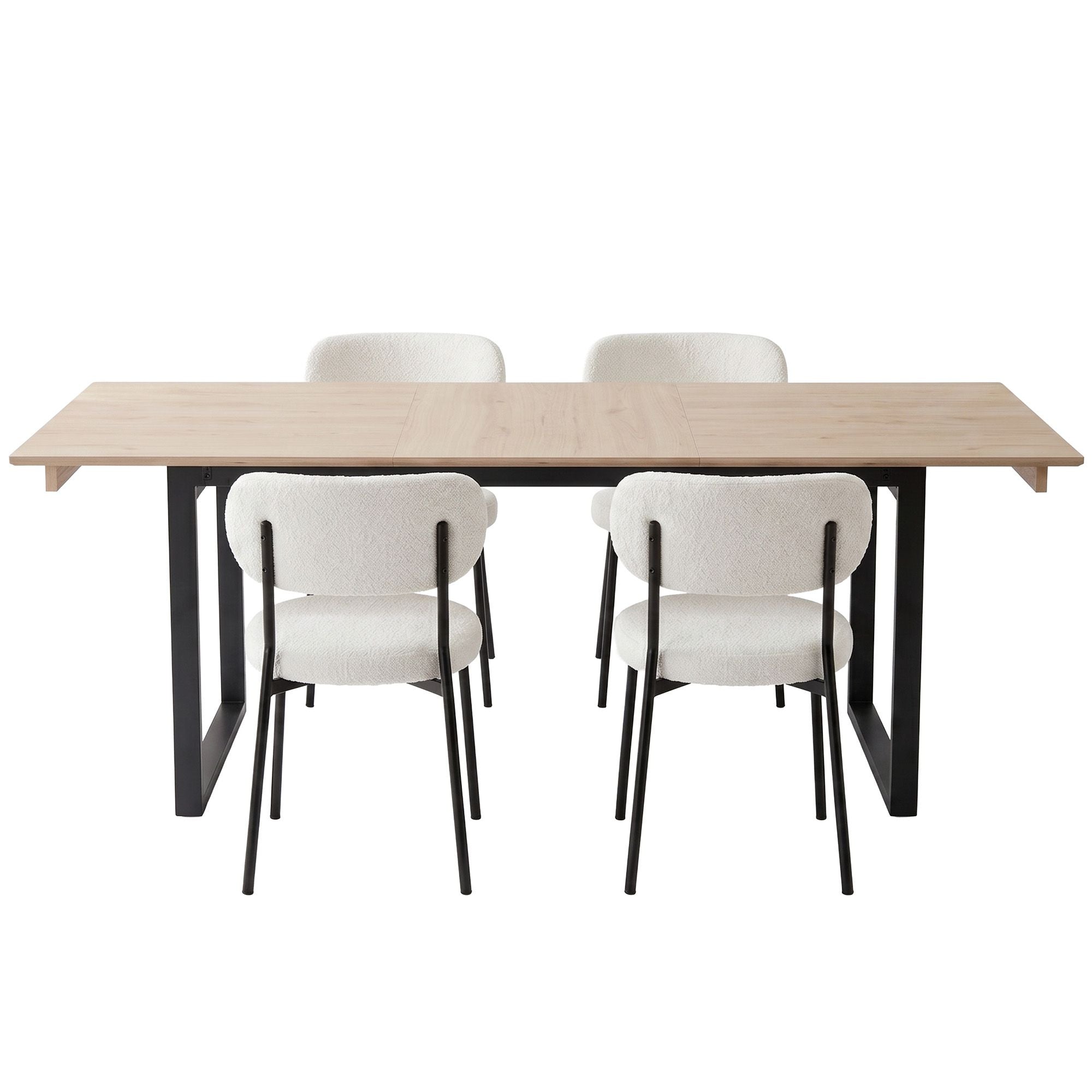 Artiss 200cm Extendable Dining Table Set with 4x Dining Chairs Sherpa White