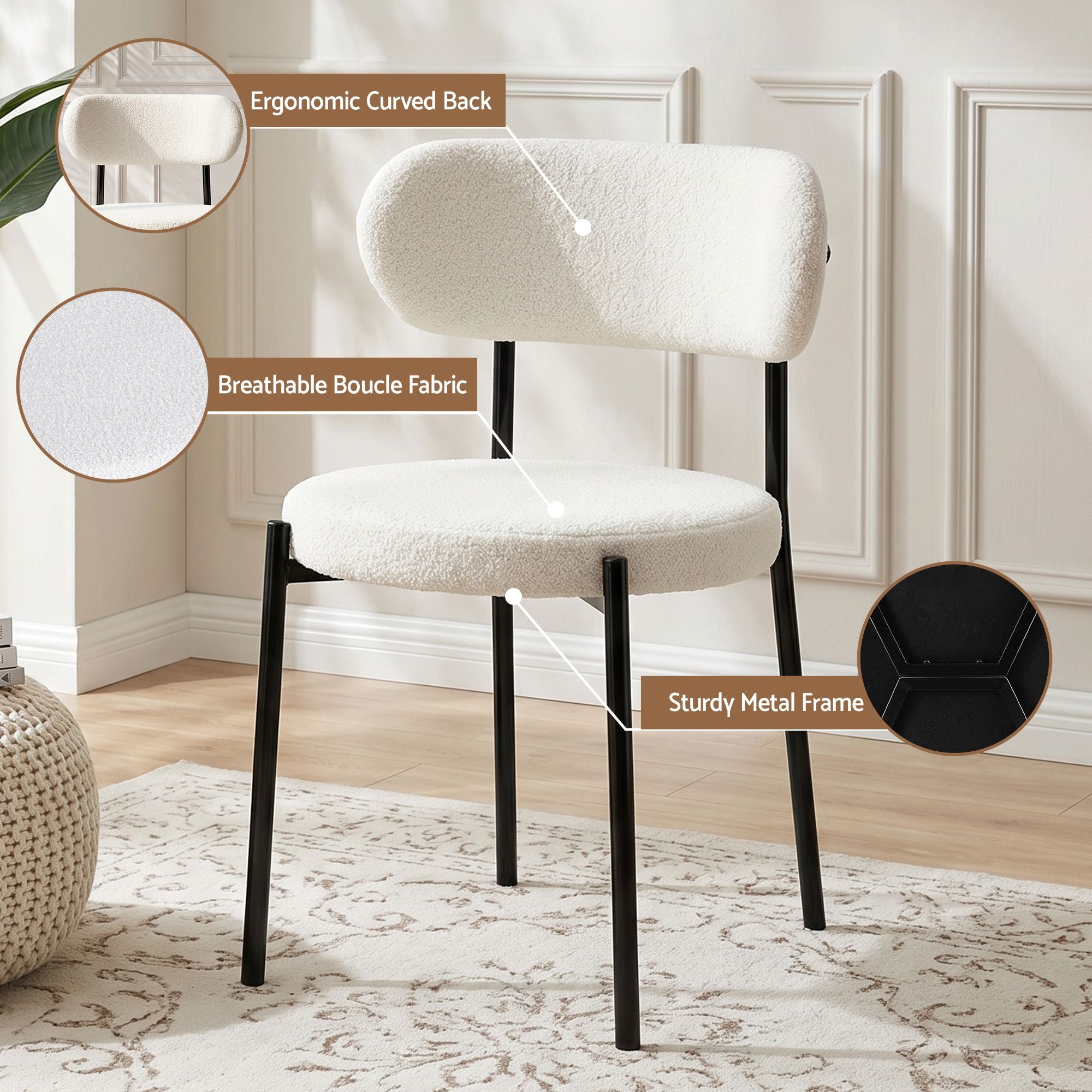 Artiss 200cm Extendable Dining Table Set with 4x Dining Chairs Sherpa White