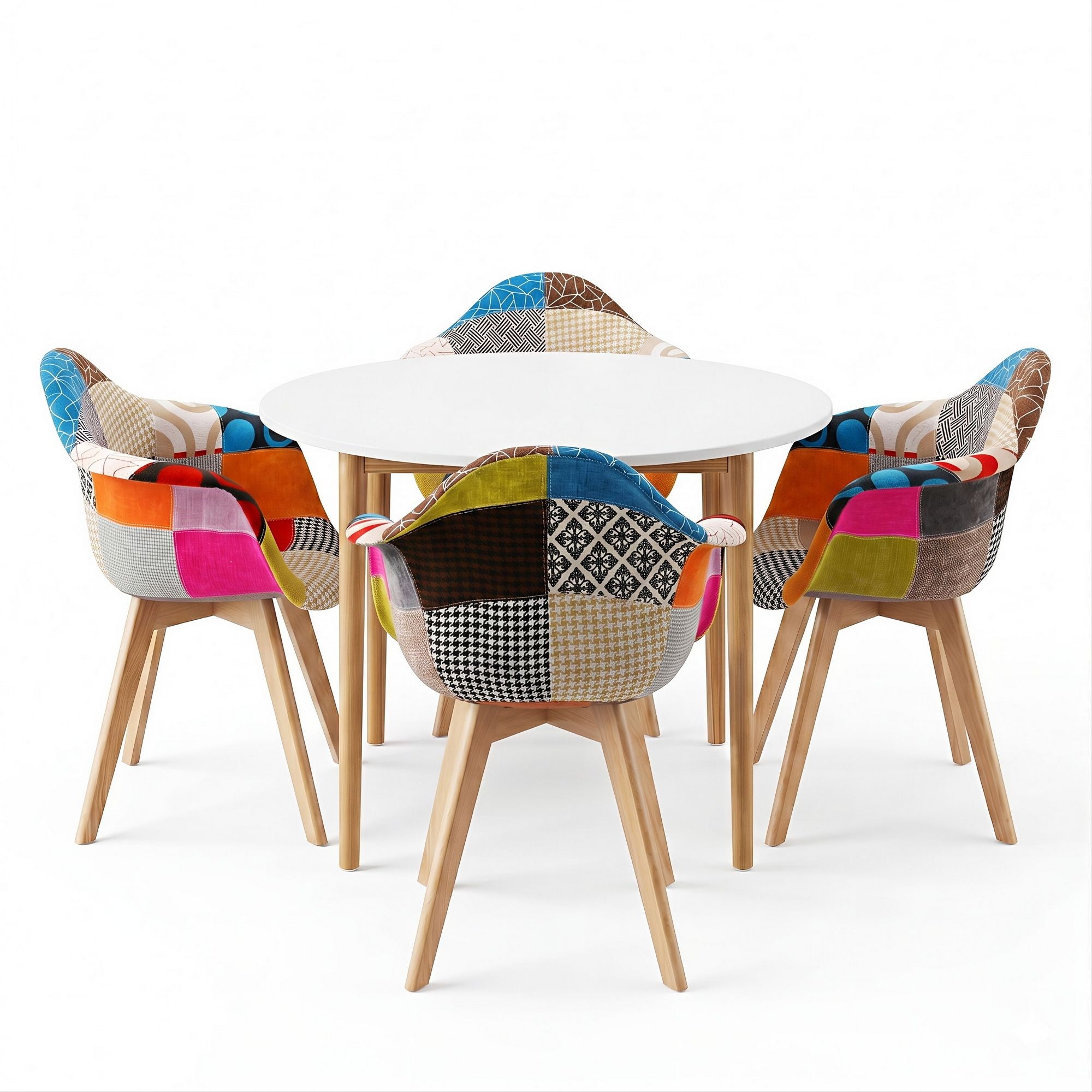 1 Artiss Dining Table and 4 Mid Century Chairs Set White