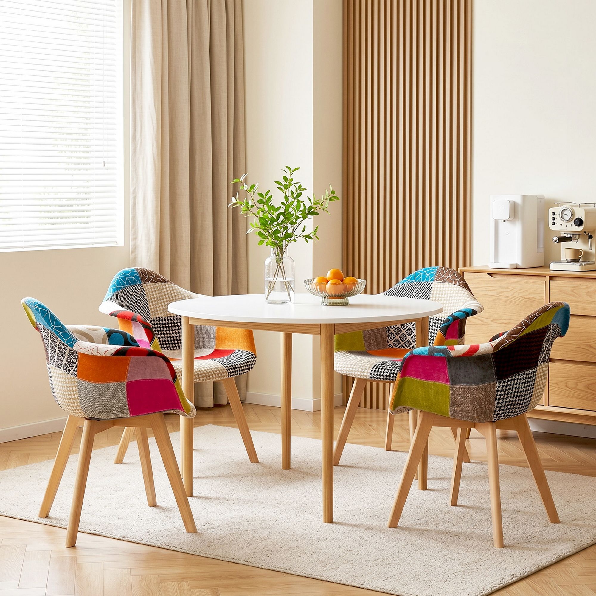 1 Artiss Dining Table and 4 Mid Century Chairs Set White