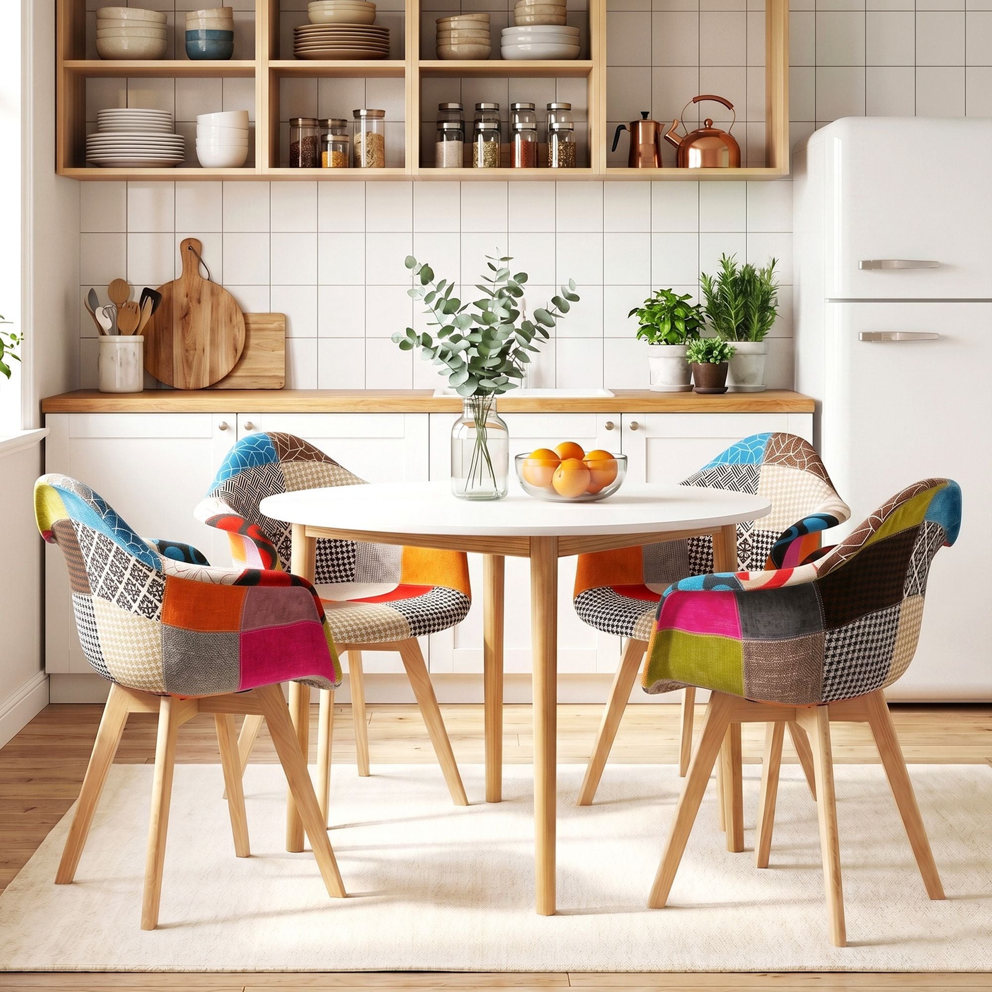 1 Artiss Dining Table and 4 Mid Century Chairs Set White