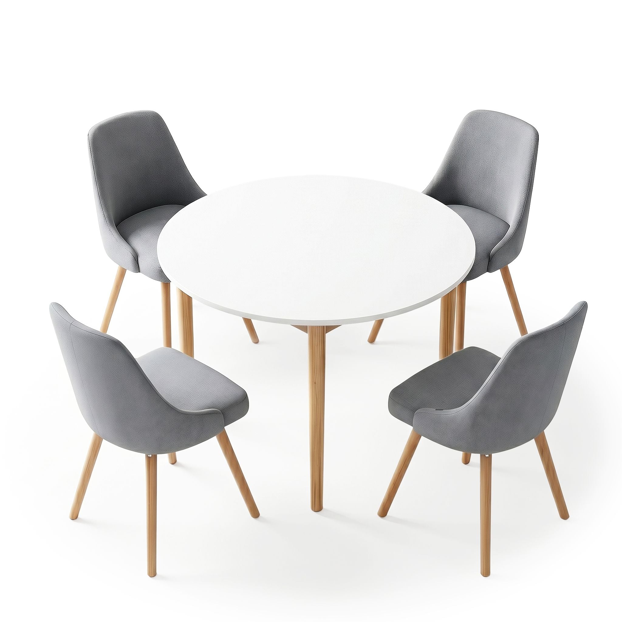 Artiss Round Dining Table and Chairs Set 5pcs Compact Kitchen Furniture White Natural Wood & Grey