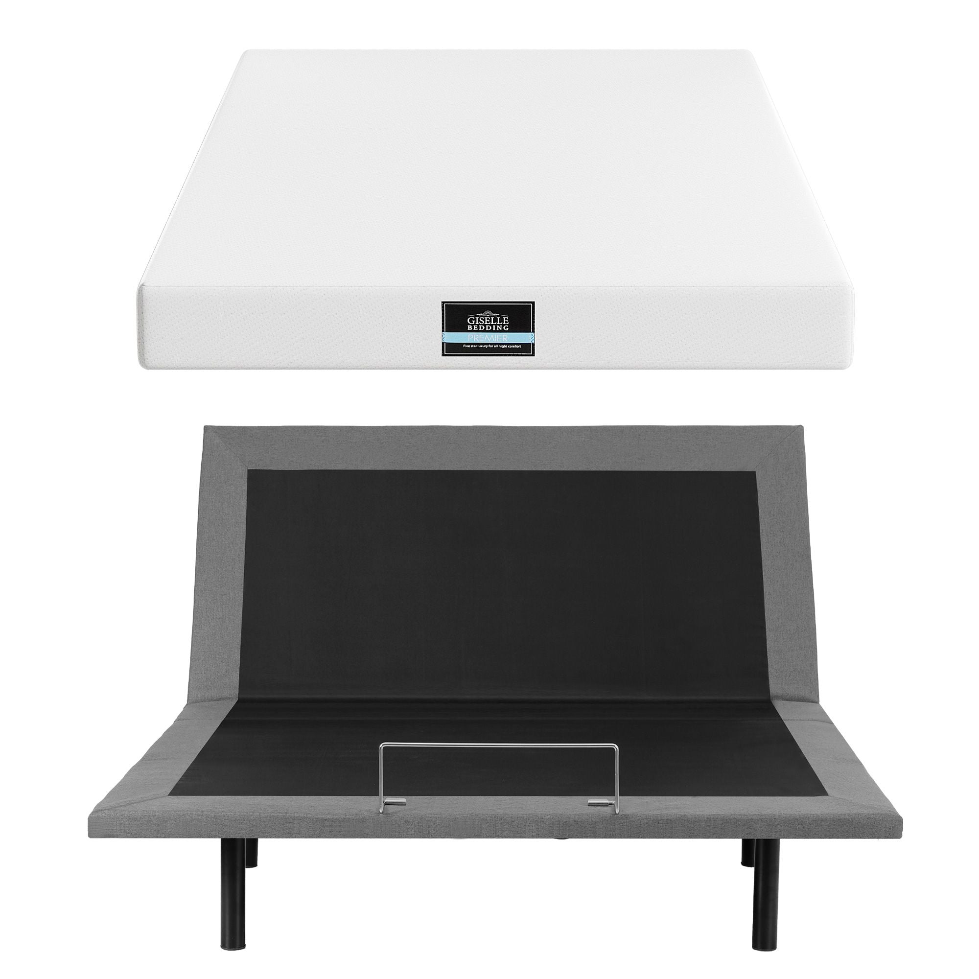 Artiss Queen size bed frame & Giselle Bedding Mattress Queen Combo, adjustable bed Base for Snoring Relief, Independent Head Foot Incline, Wireless Remote, Black,20cm Thickness