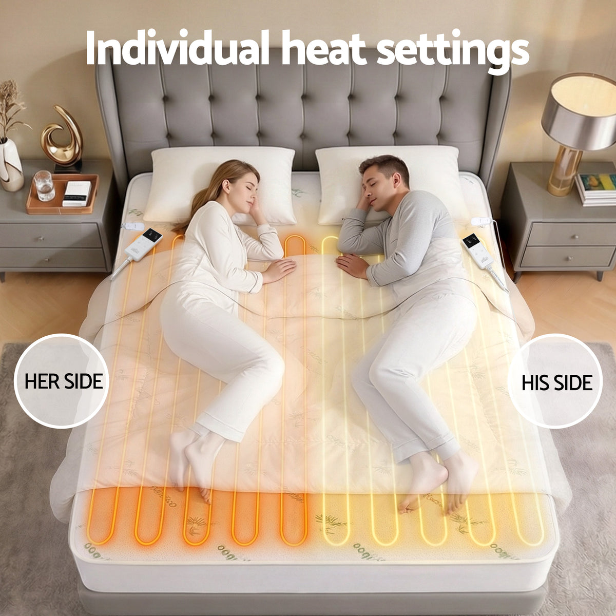 Giselle Electric Blanket Bamboo Fabric Double Fitted Heated Pad Underlay Washable Winter