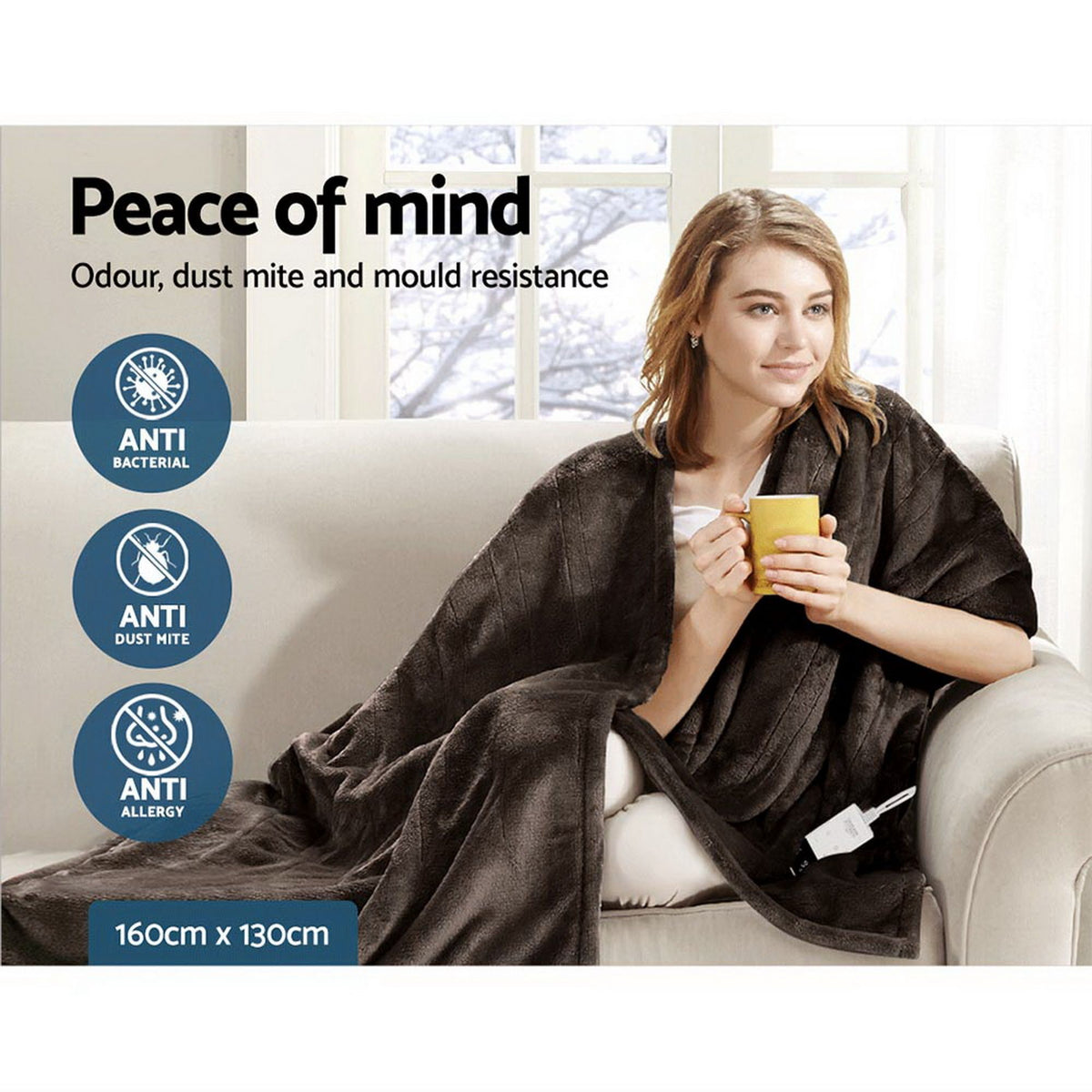 Giselle Bedding Electric Throw Blanket - Chocolate