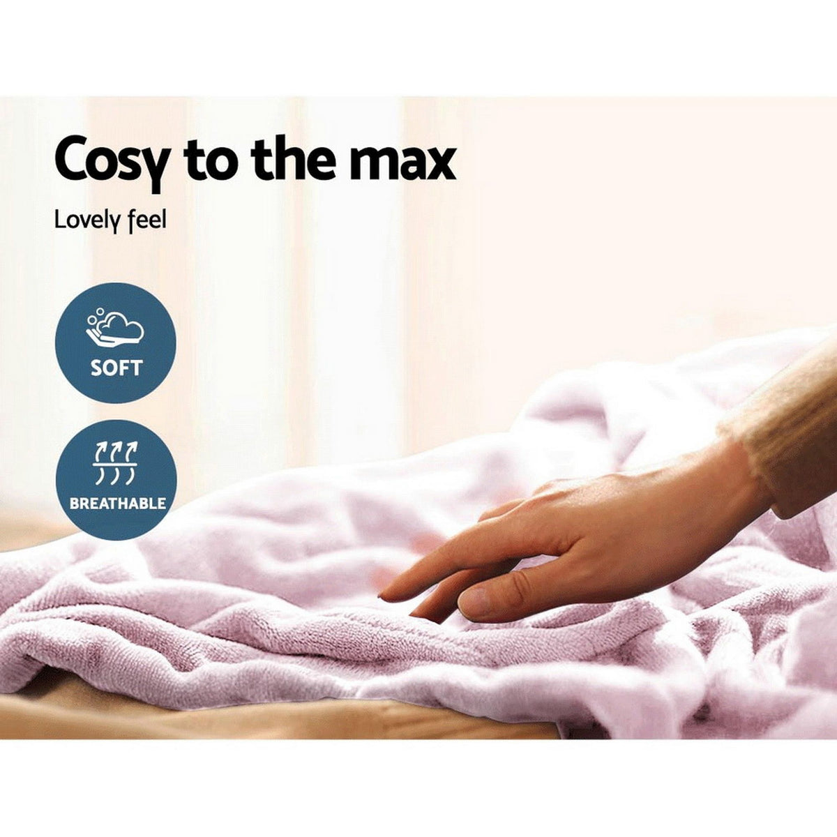 Giselle Electric Throw Rug Heated Blanket Fleece Pink