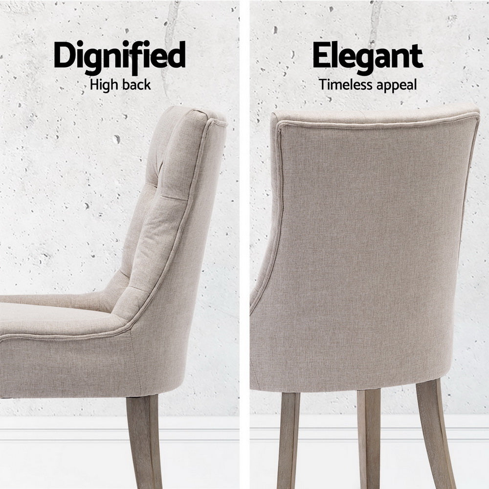 Artiss Dining Chairs Set of 4 Linen French Provincial Beige