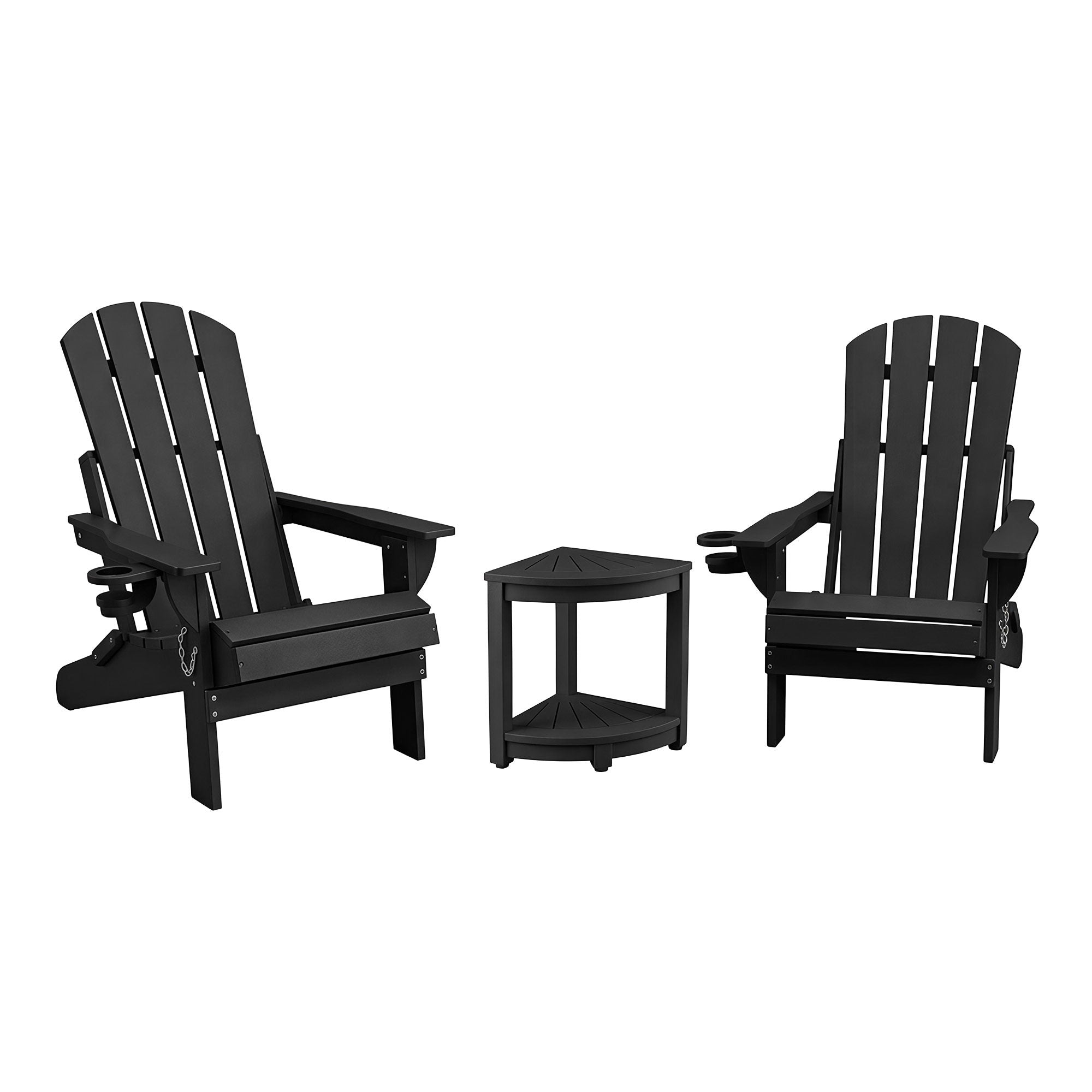Gardeon Outdoor Table and Chairs HDPE Folding Adirondack Beach Chair Patio Furniture Black