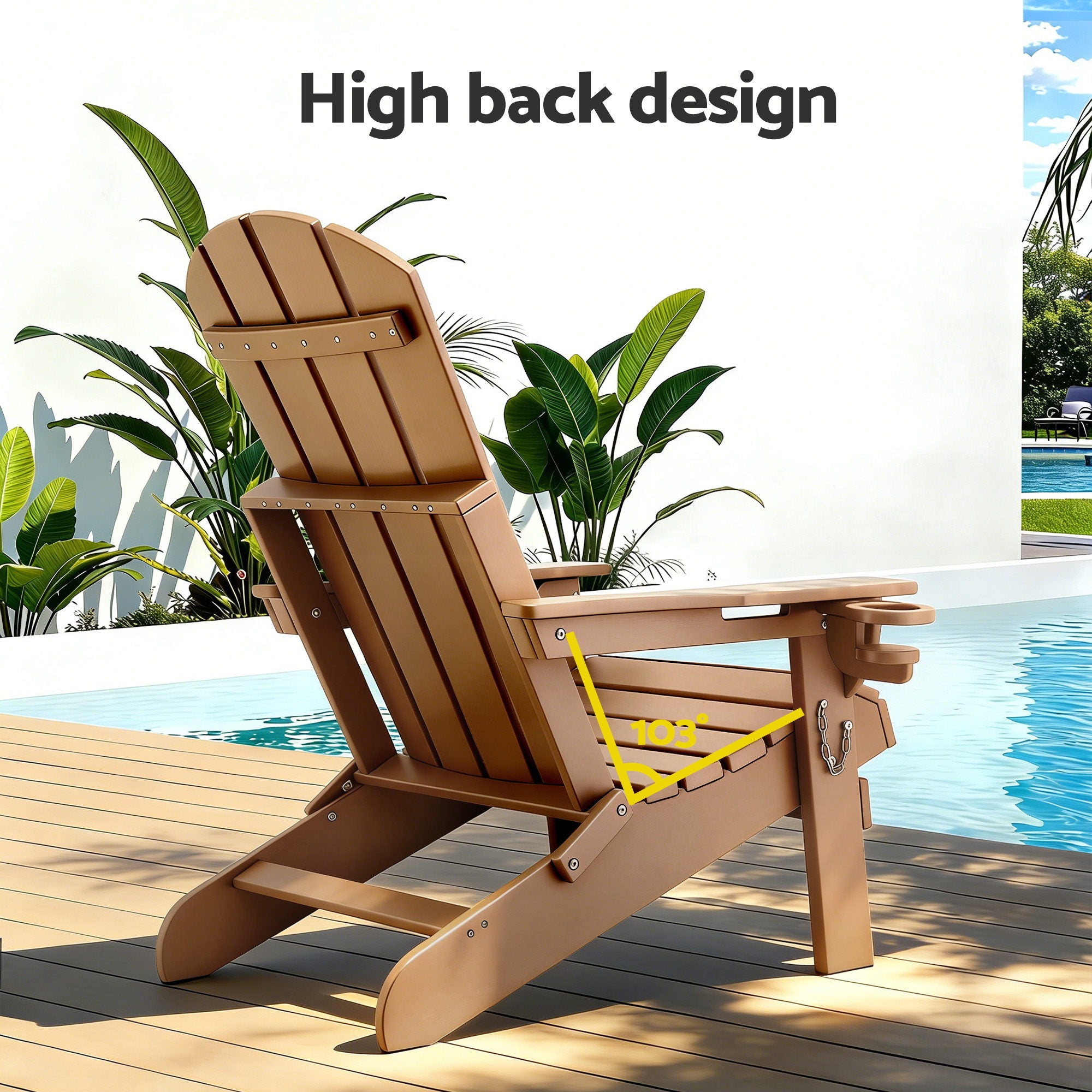 Gardeon Outdoor Table and Chairs HDPE Folding Adirondack Beach Chair Patio Furniture