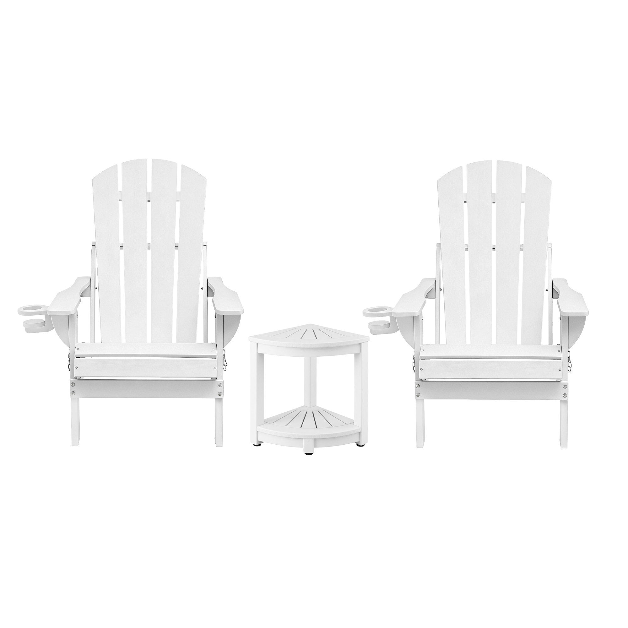 Gardeon Outdoor Table and Chairs HDPE Folding Adirondack Beach Chair Patio Furniture White