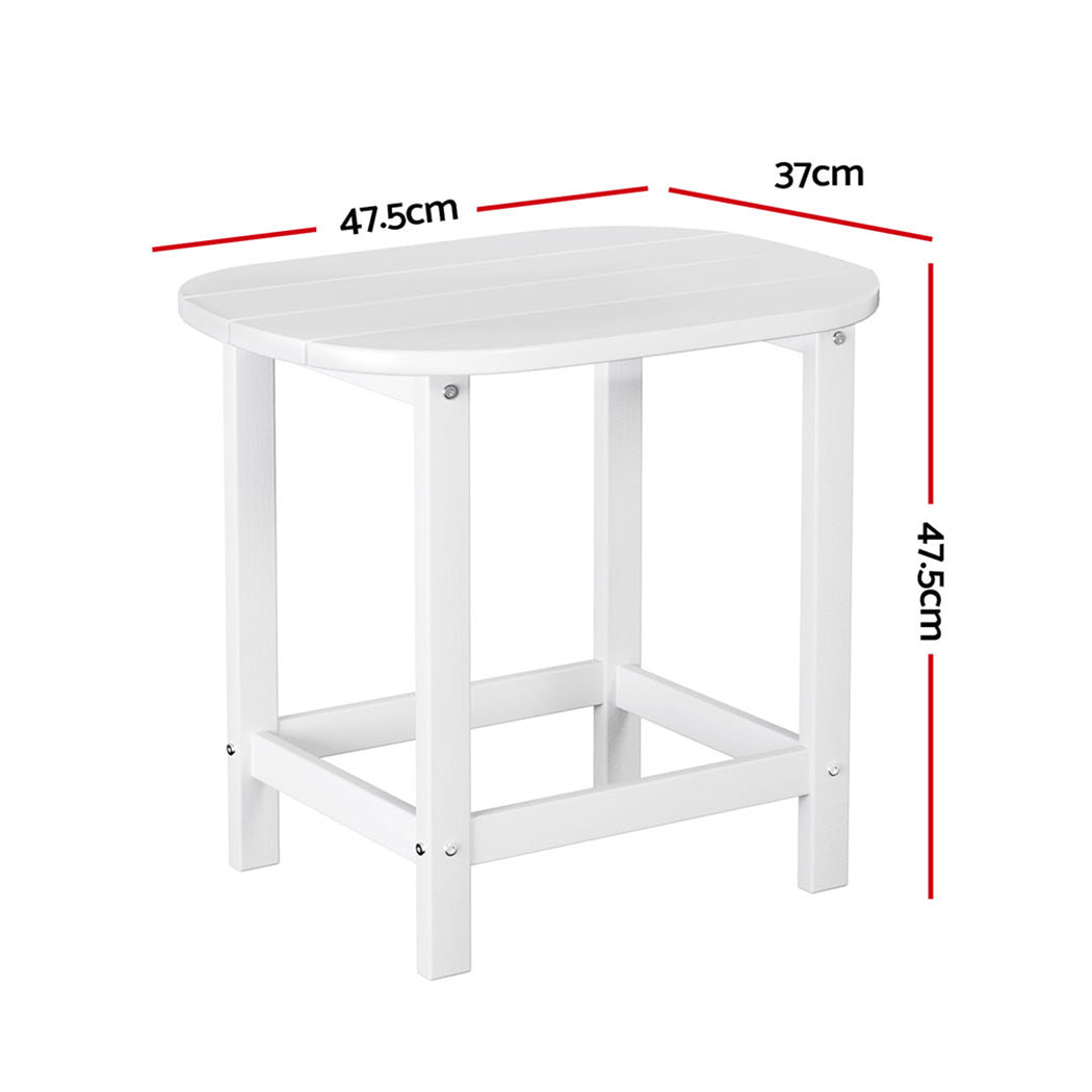 Gardeon Outdoor Coffee Side Table HDPE Desk Patio Furniture Camping Garden White