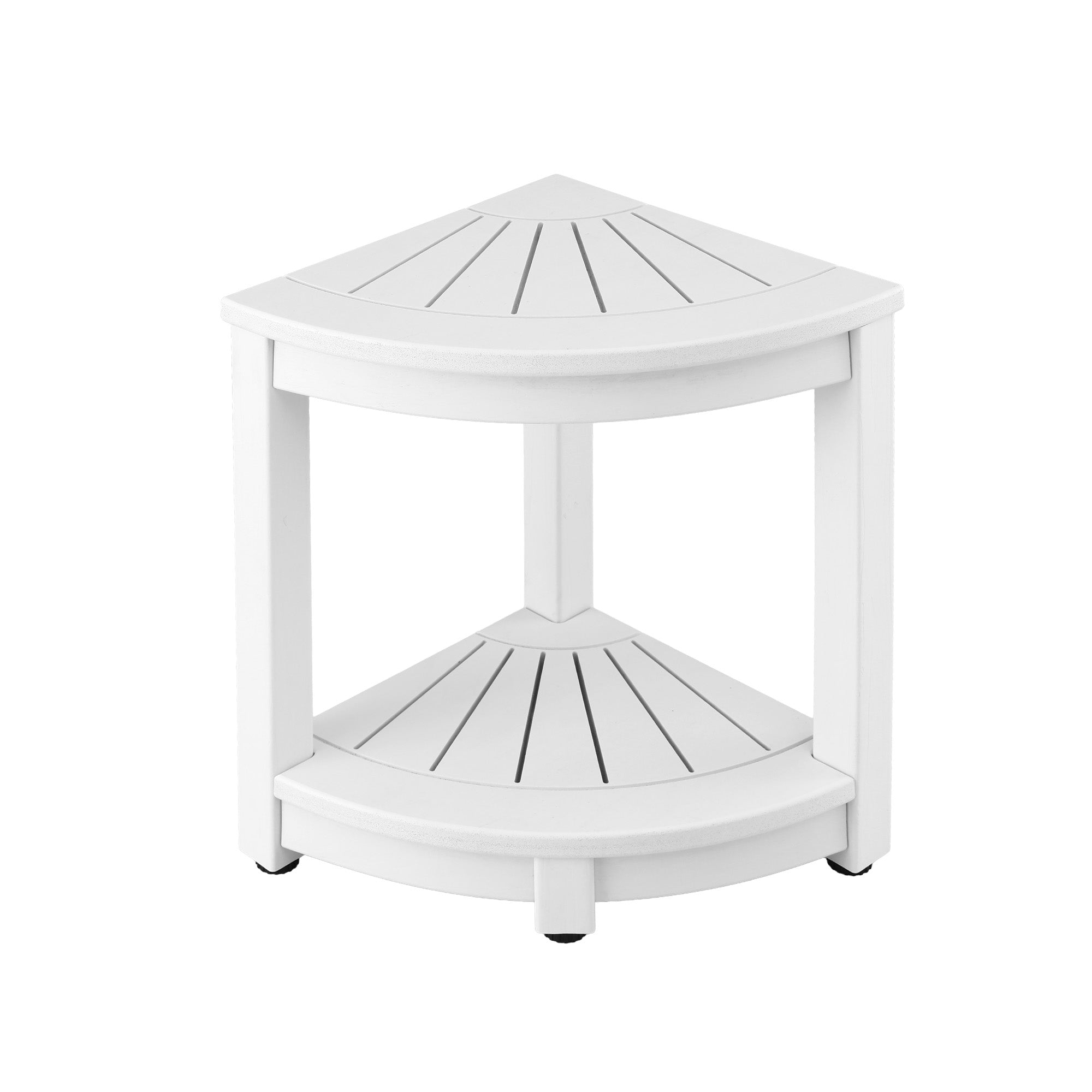 Gardeon Outdoor Coffee Side Table HDPE Desk Corner Shower Stool Bench Seat with Storage Shelf White