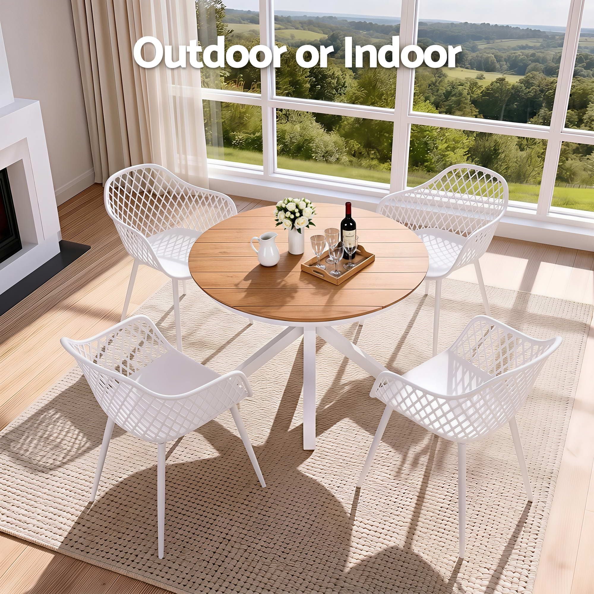 Gardeon 5PCS Outdoor Dining Set Table and Chairs Patio Garden Furniture Diamond