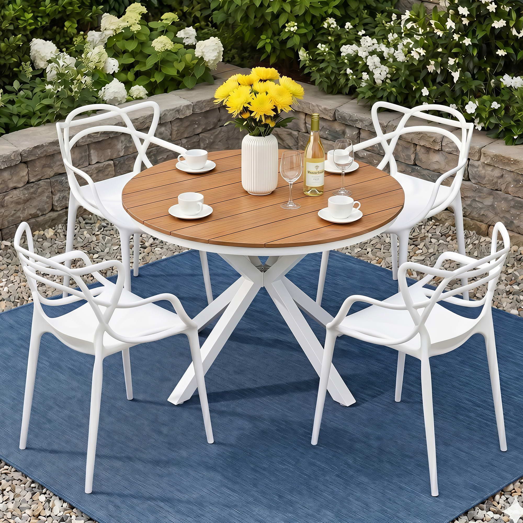 Gardeon 5PCS Outdoor Dining Set Table and Chairs Patio Garden Furniture Entwine