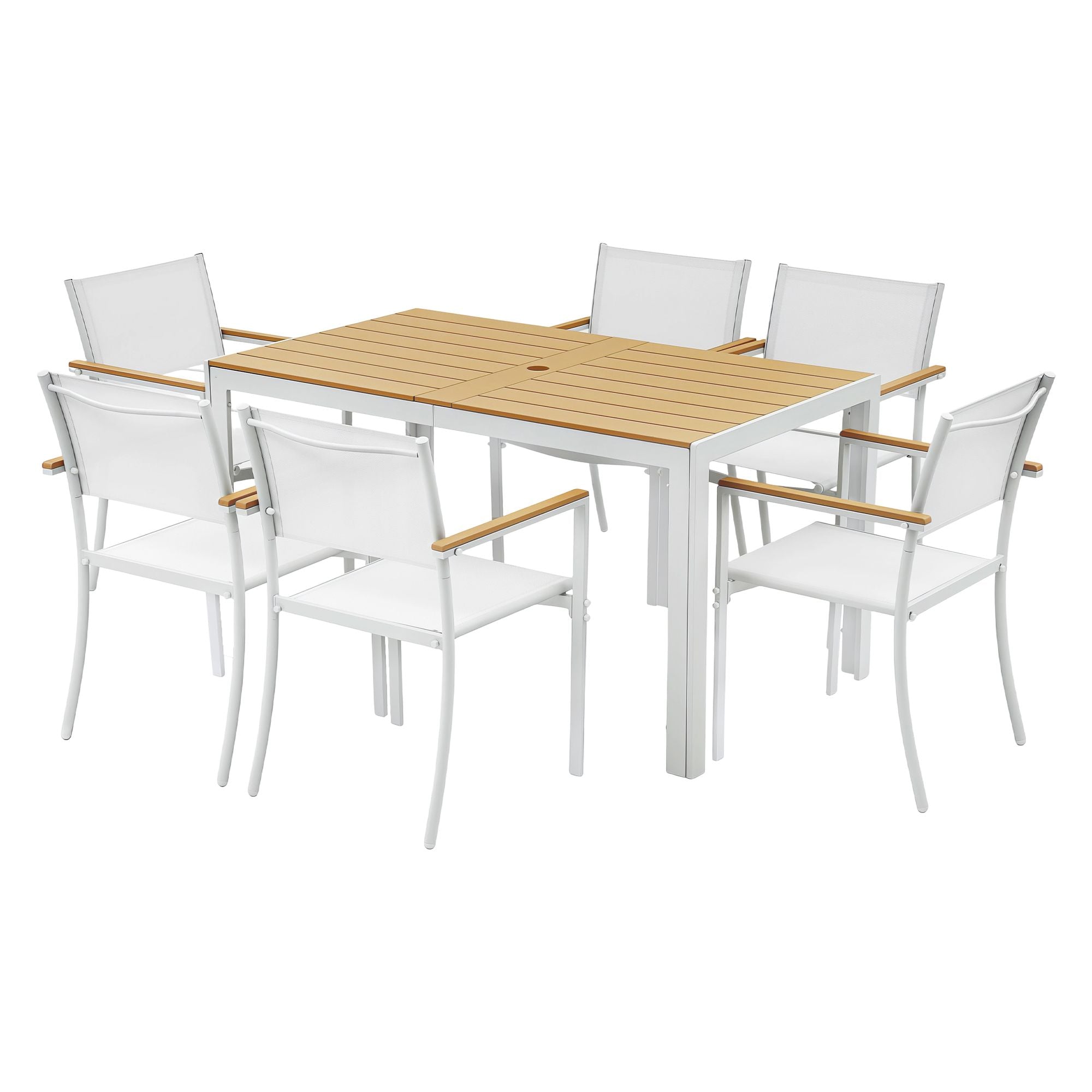 Gardeon 7PCS Outdoor Dining Set Table and Chairs Patio Garden Furniture Bistro Set White