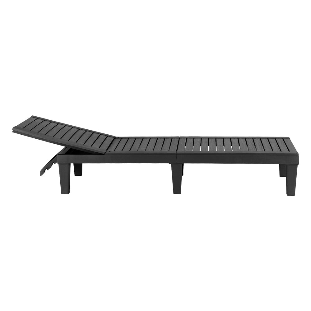 Gardeon Sun Lounge Adjustable Recliner Patio Outdoor Furniture Lightweight Black