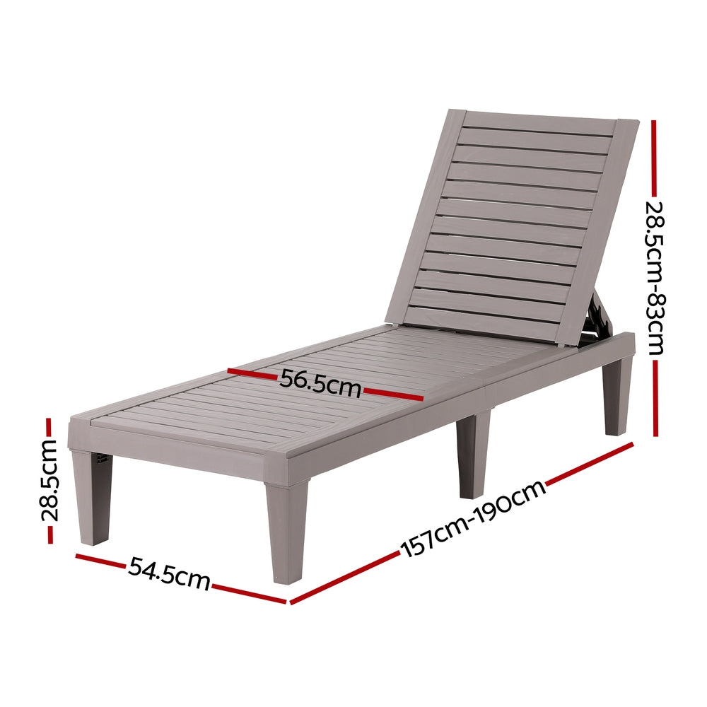 Gardeon Sun Lounge Adjustable Recliner Patio Outdoor Furniture Lightweight Brown