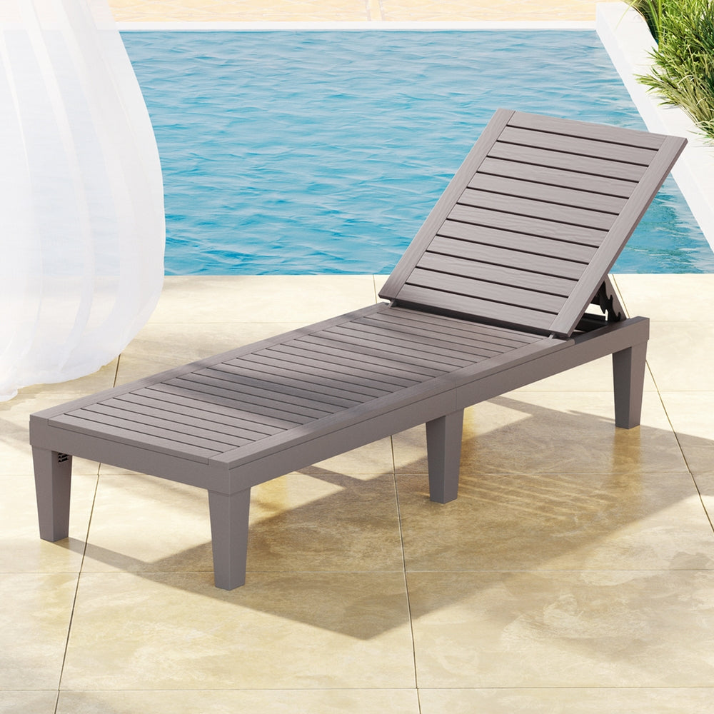 Gardeon Sun Lounge Adjustable Recliner Patio Outdoor Furniture Lightweight Brown