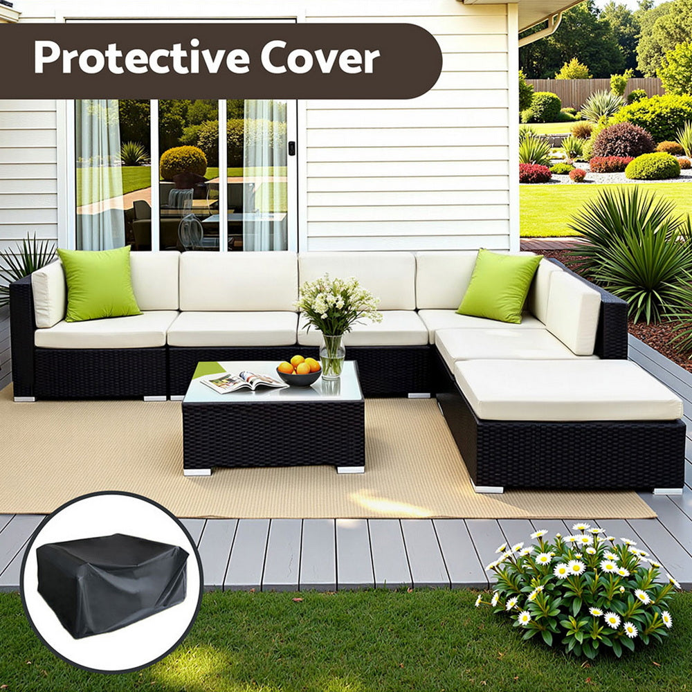 Gardeon 7-Piece Outdoor Sofa Set Wicker Couch Lounge Setting Cover
