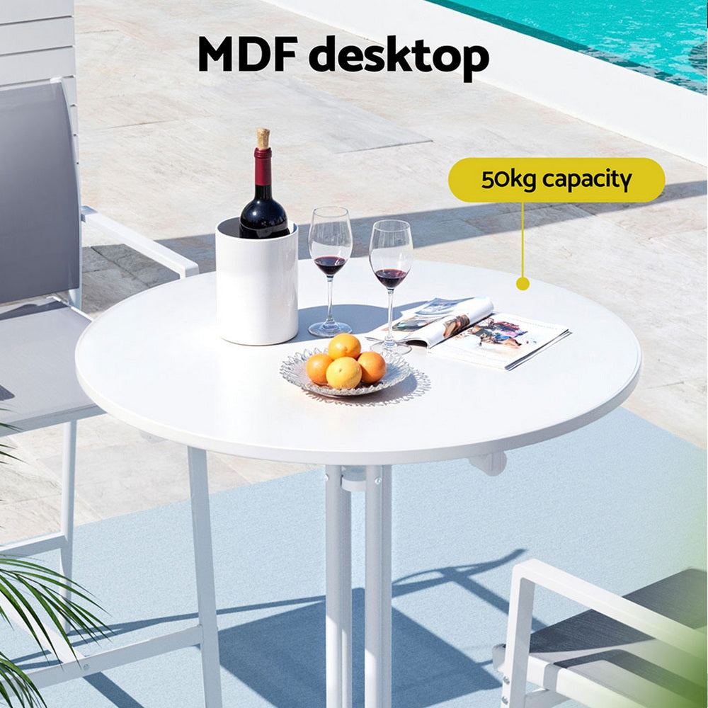 Gardeon Outdoor Bar Table Round Folding Desk Top 109cm Patio, White