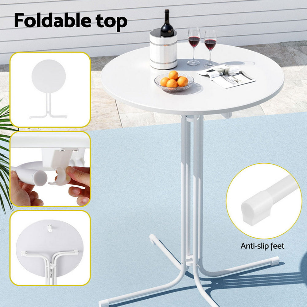 Gardeon Outdoor Bar Table Round Folding Desk Top 109cm Patio, White