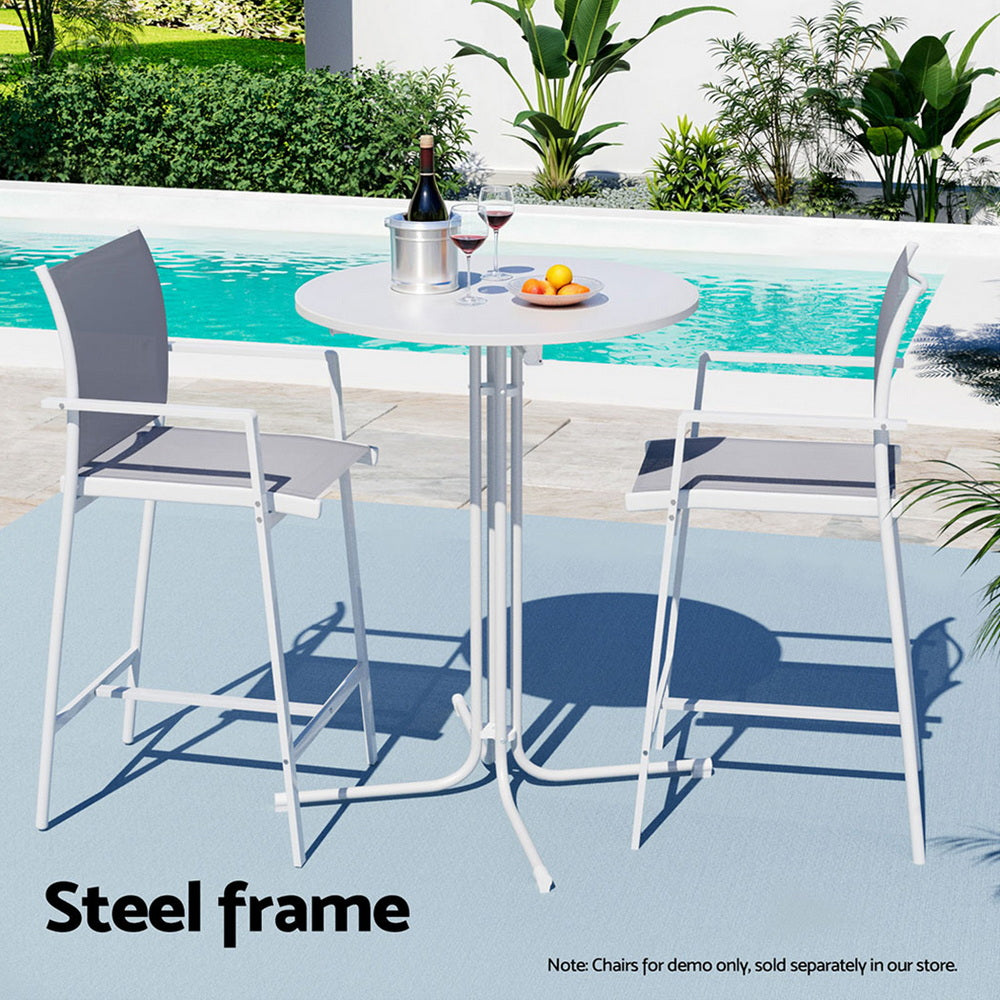 Gardeon Outdoor Bar Table Round Folding Desk Top 109cm Patio, White