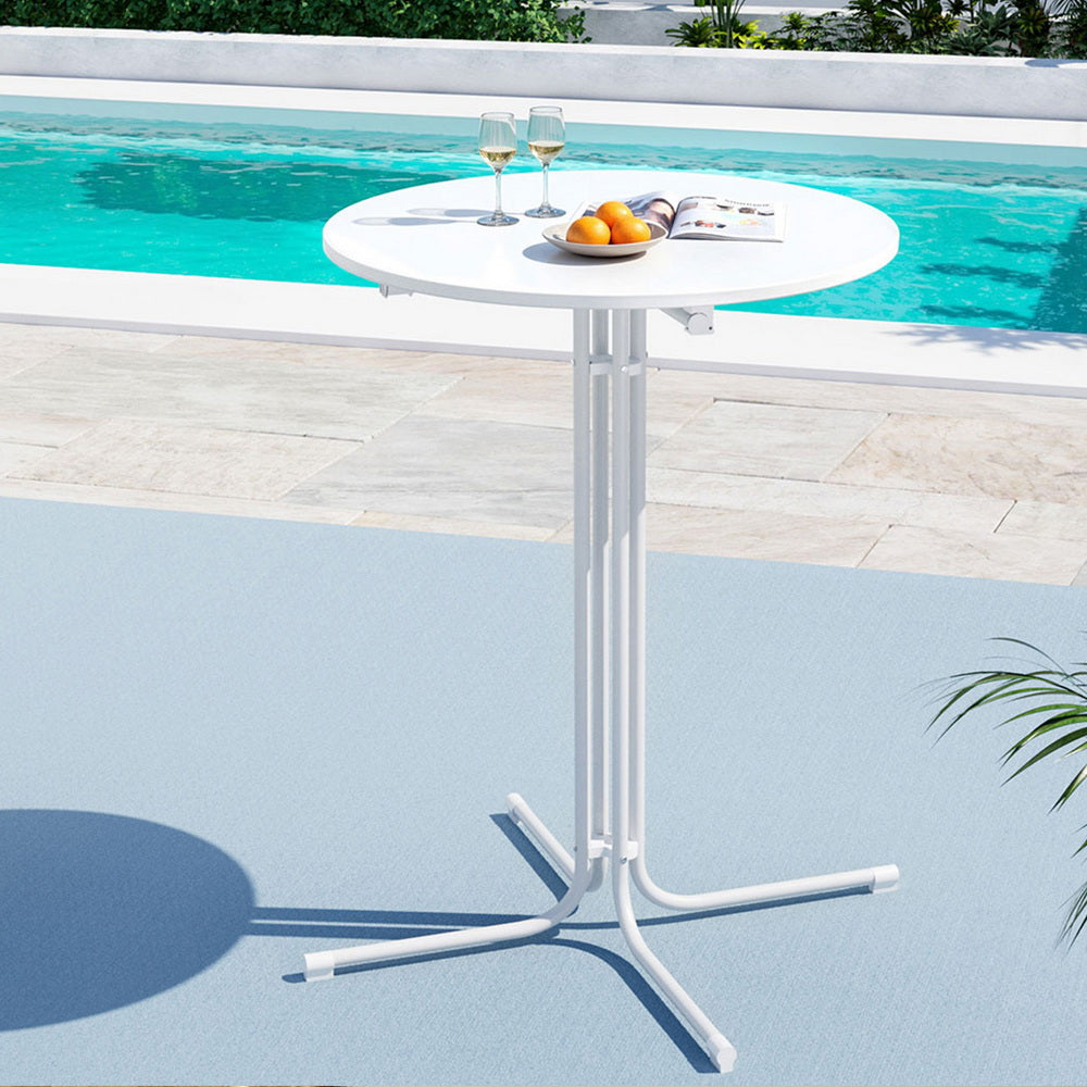 Gardeon Outdoor Bar Table Round Folding Desk Top 109cm Patio, White