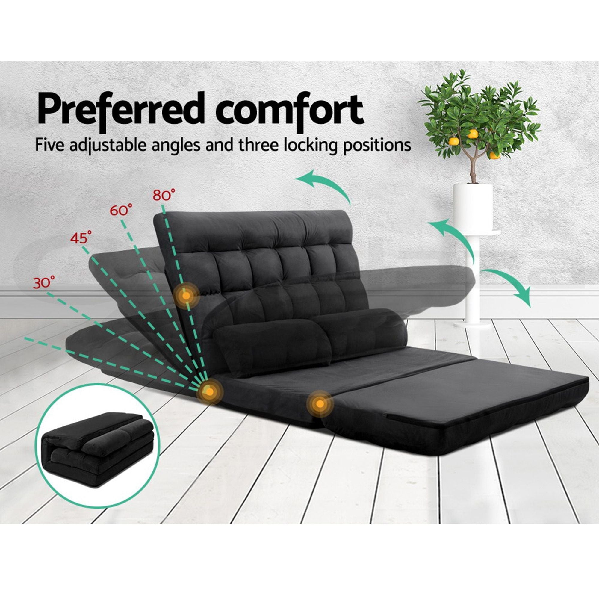 Artiss Sofa Bed Adjustable Floor Chair & TV Unit 120cm Entertainment Cabinet Set
