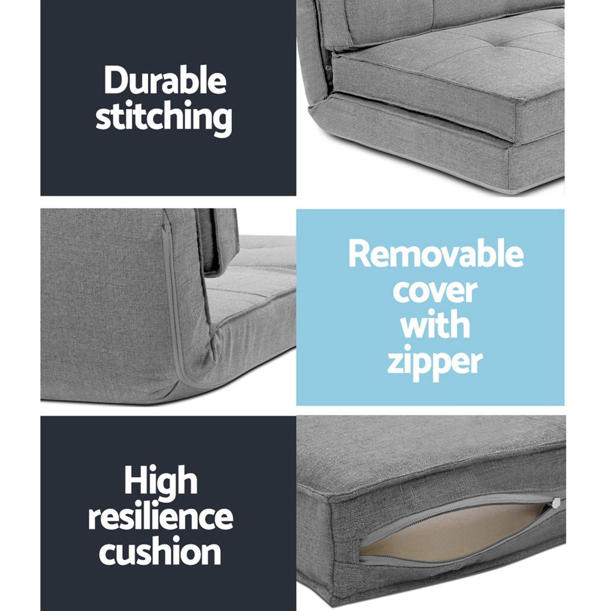 Artiss Single Sofa Bed and Side Table Set, Adjustable Recliner Narrow End Table